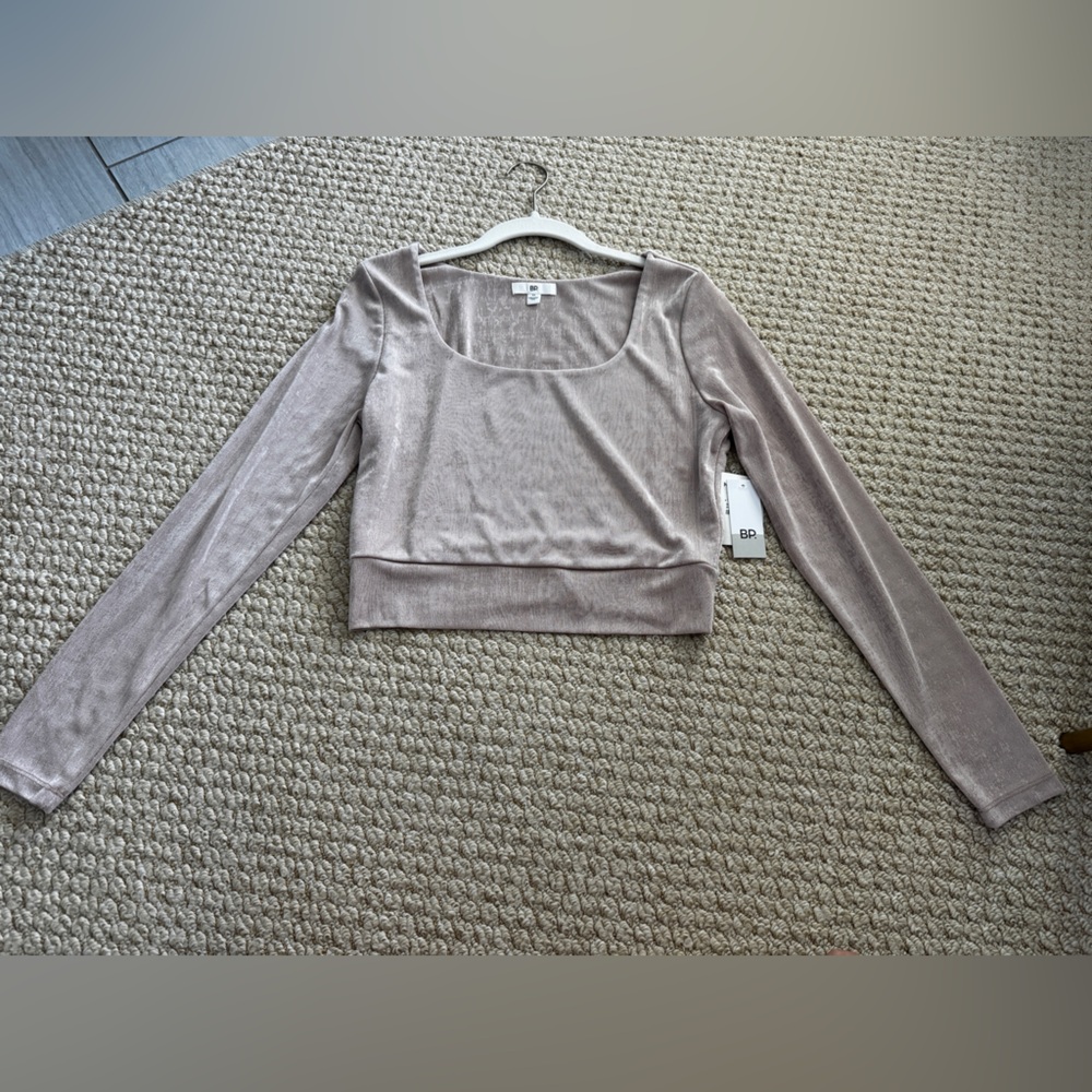 BP Shimmering Long Sleeve Blouse in baby pink Silver